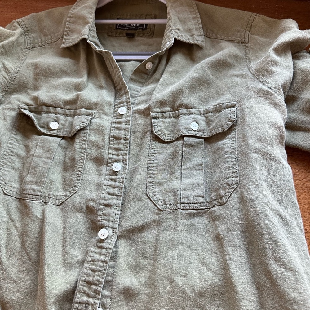 Women’s Olive Green Linen Cotton Button shirt